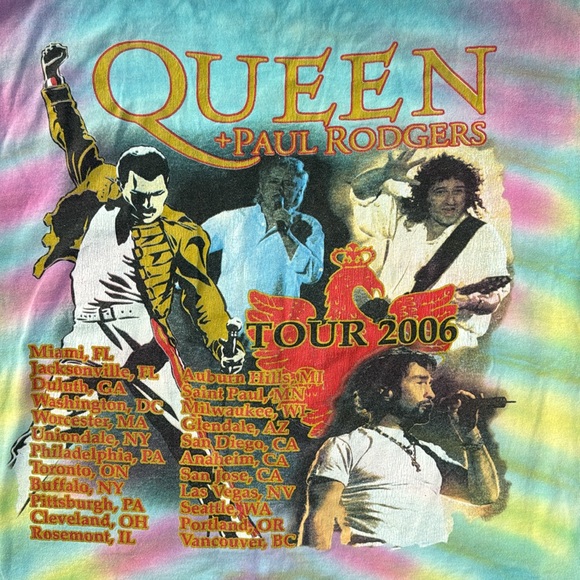 Vintage 2006 Queen & Paul Rodgers Tie Dye Tour T-Shirt Size Large - Picture 3 of 7